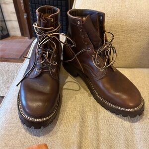 NWB Nick’s Brown Leather Boots with Rugged Sole - LIKE NEW